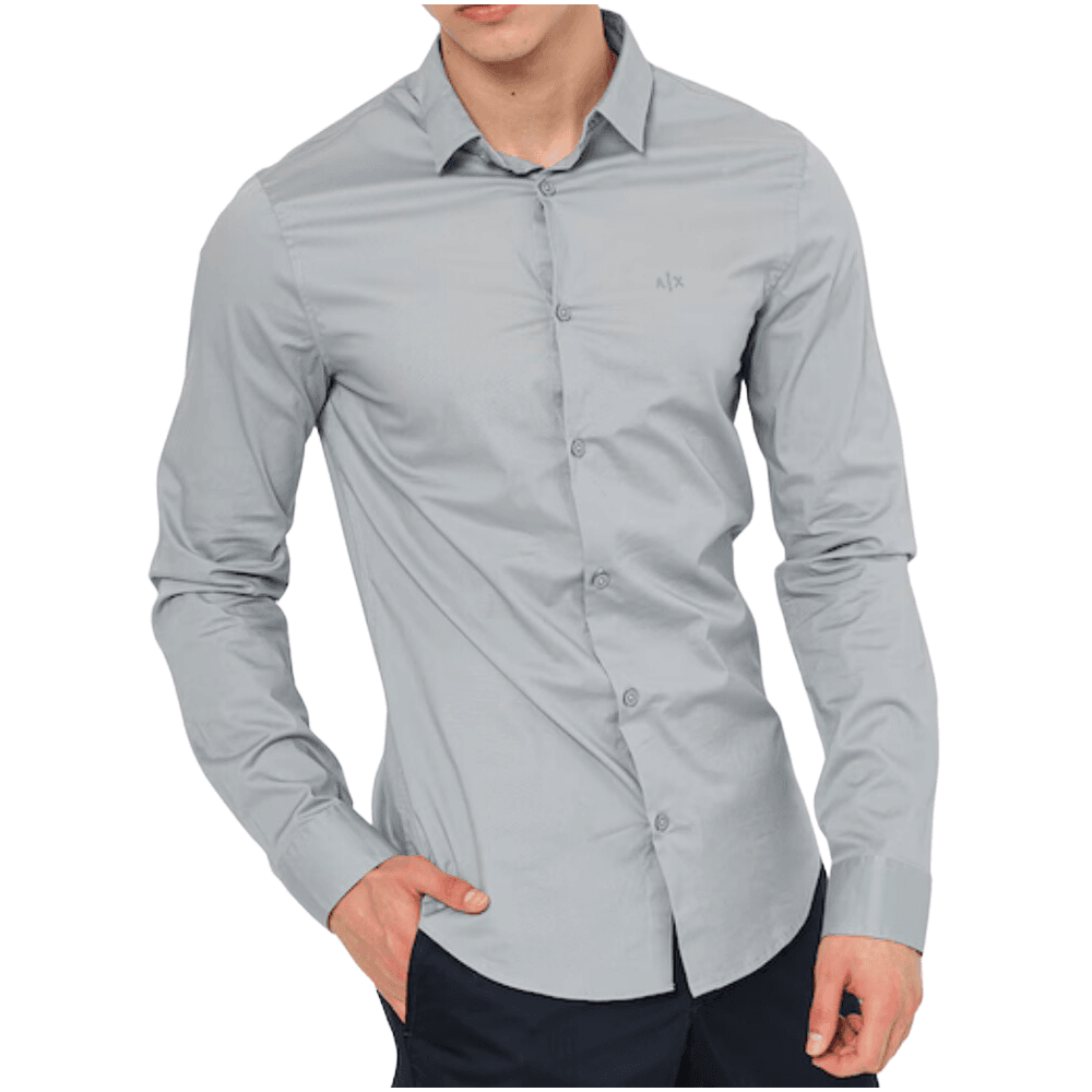 Print Logo Button Up Grey Shirt