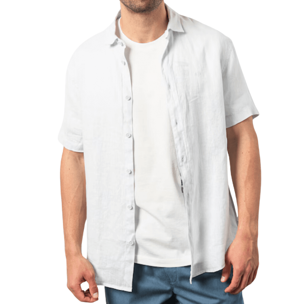 Linen Short Sleeve Light Blue Shirt