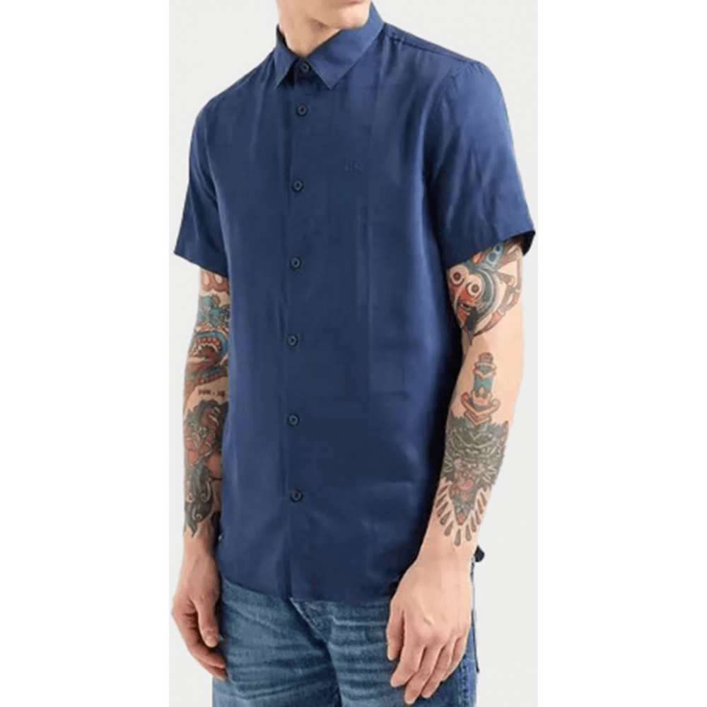 Cotton Short Sleeve Navy Shirt