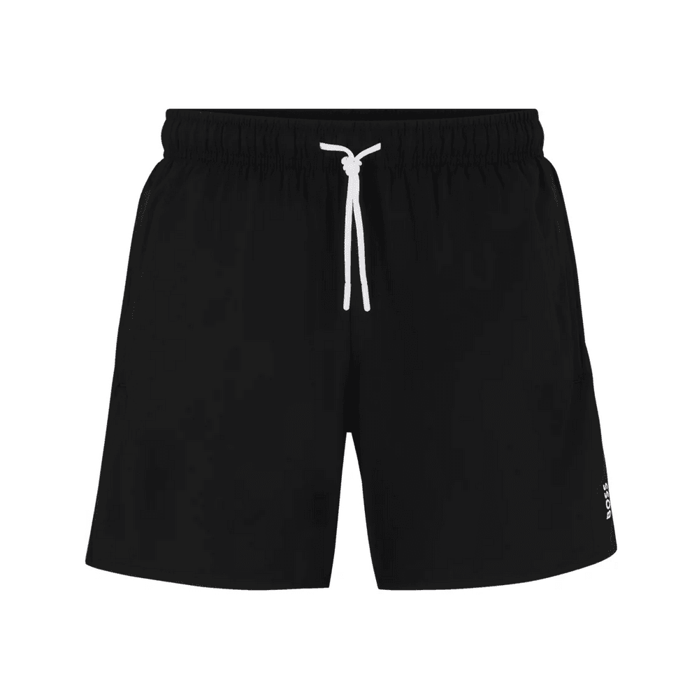 Iconic Stripe Logo Black Swim Shorts