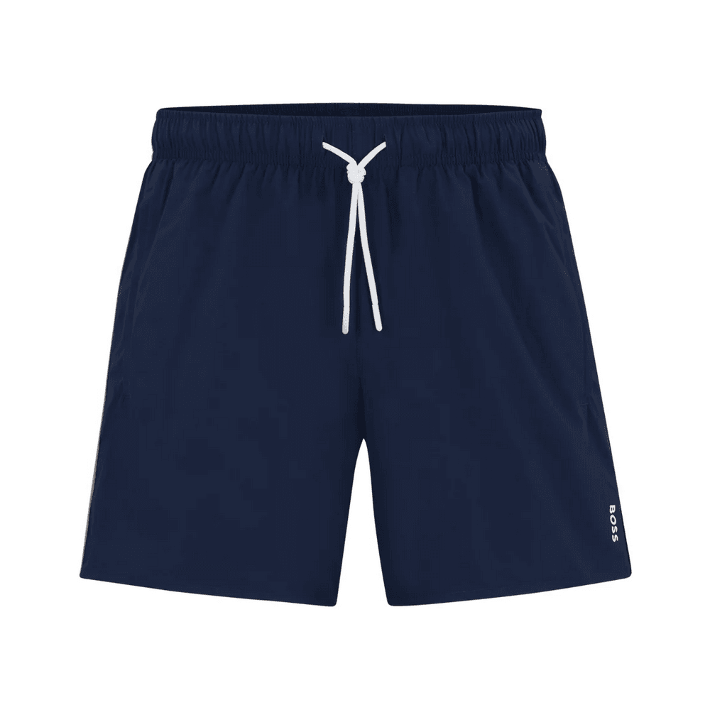 Iconic Stripe Logo Navy Swim Shorts