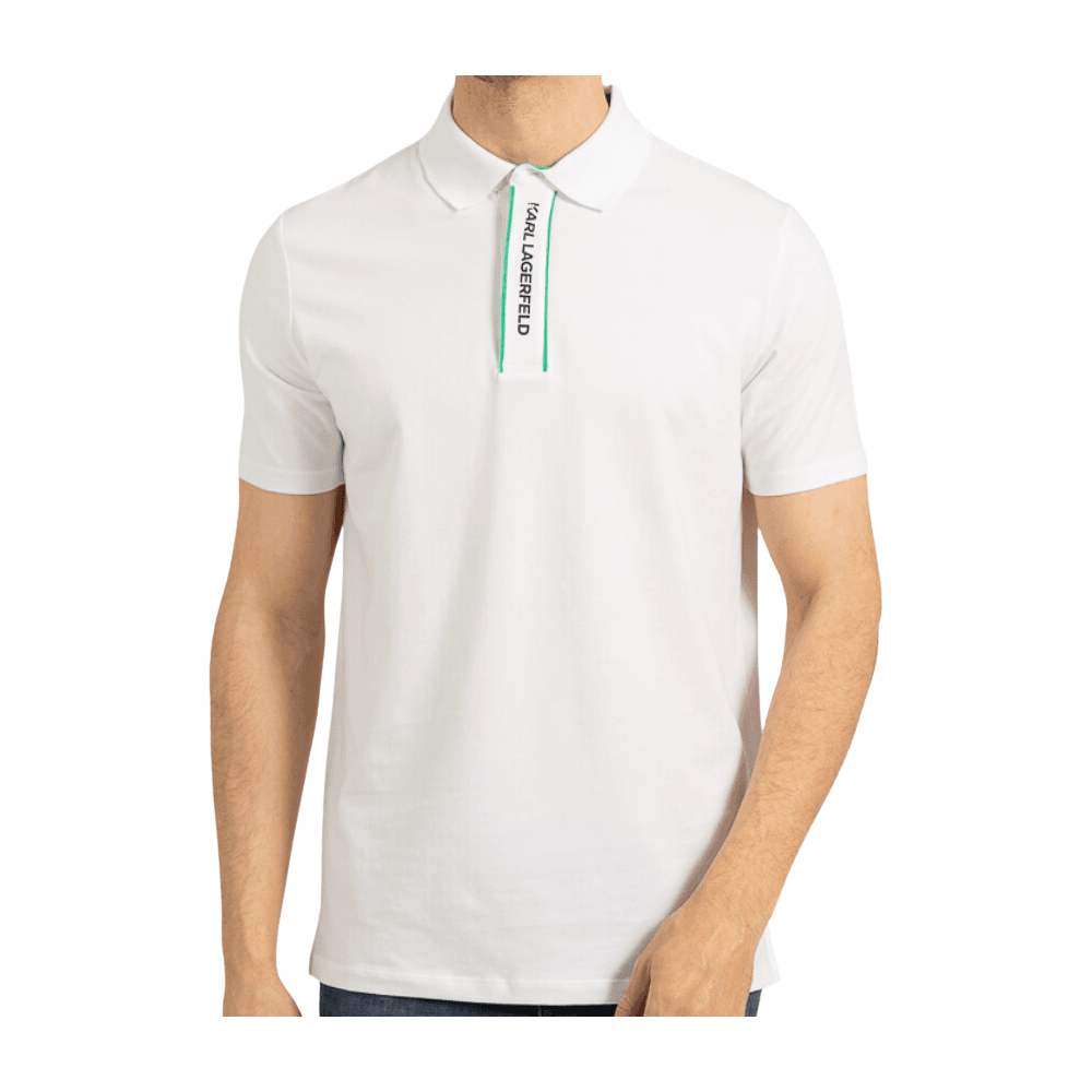 Cotton Placket Logo White Polo Shirt