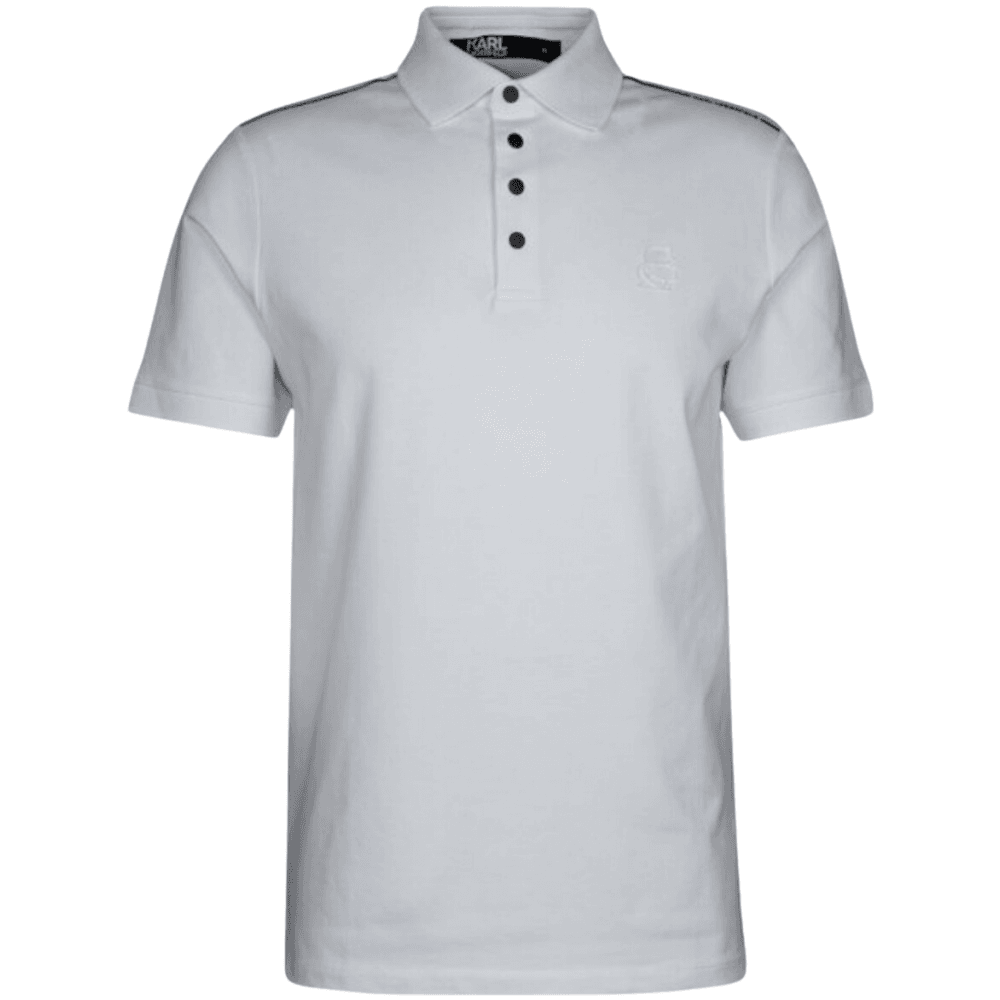 Cotton Embroidered Karl Logo White Polo Shirt