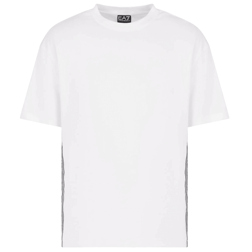 Seven Lines Stretch Cotton White T-Shirt