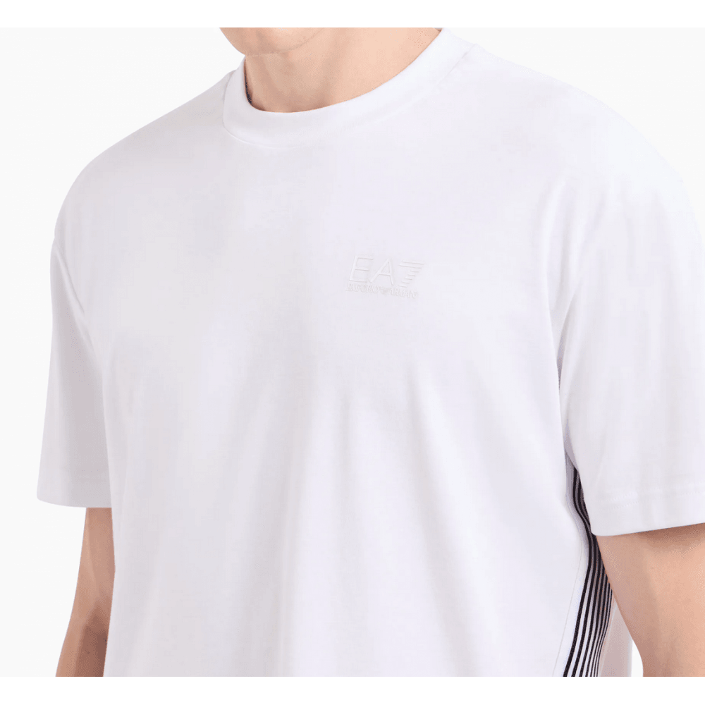 Seven Lines Stretch Cotton White T-Shirt
