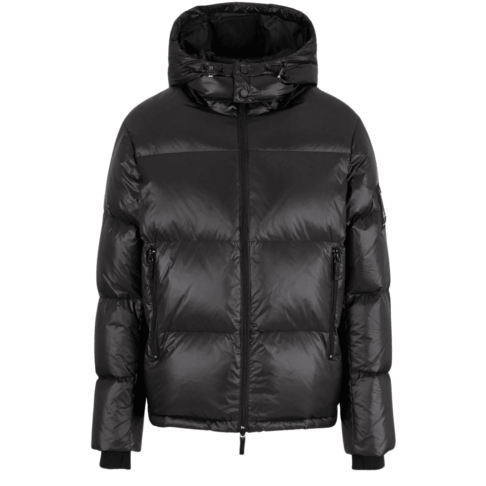 Nylon Shine Effect Black Puffer Jacket