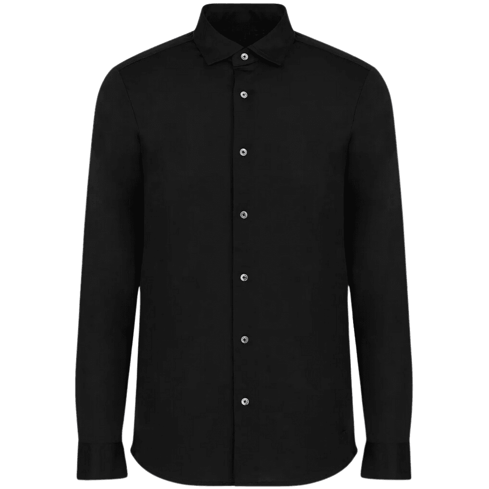 Cotton Slim Fit Button Up Black Shirt