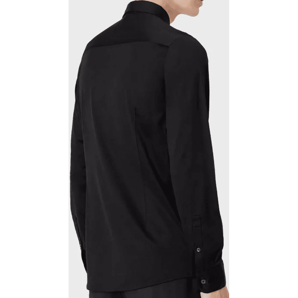 Cotton Slim Fit Button Up Black Shirt