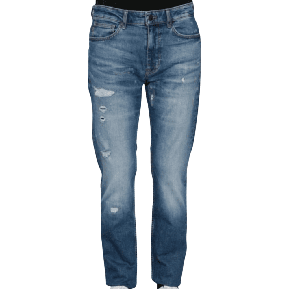 Delaware Slim Fit Distressed Blue Jeans