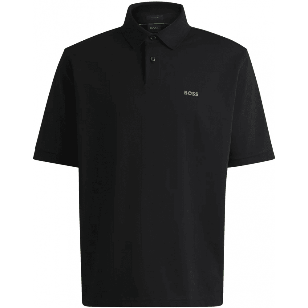 Pavel Embroidered Logo Relaxed Fit Black Polo Shirt
