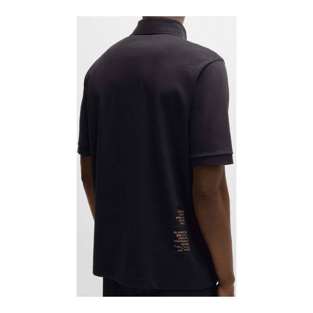 Pavel Embroidered Logo Relaxed Fit Black Polo Shirt