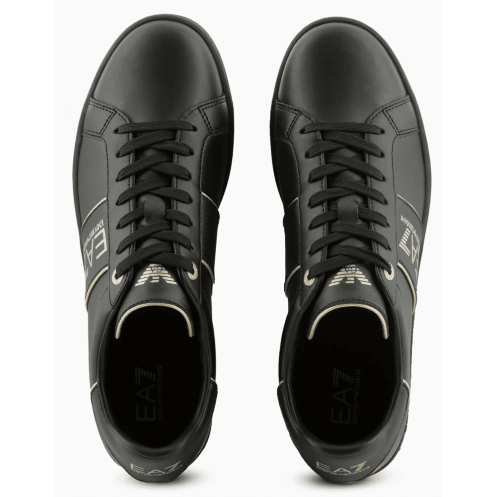 Lace Up Black Leather Trainer