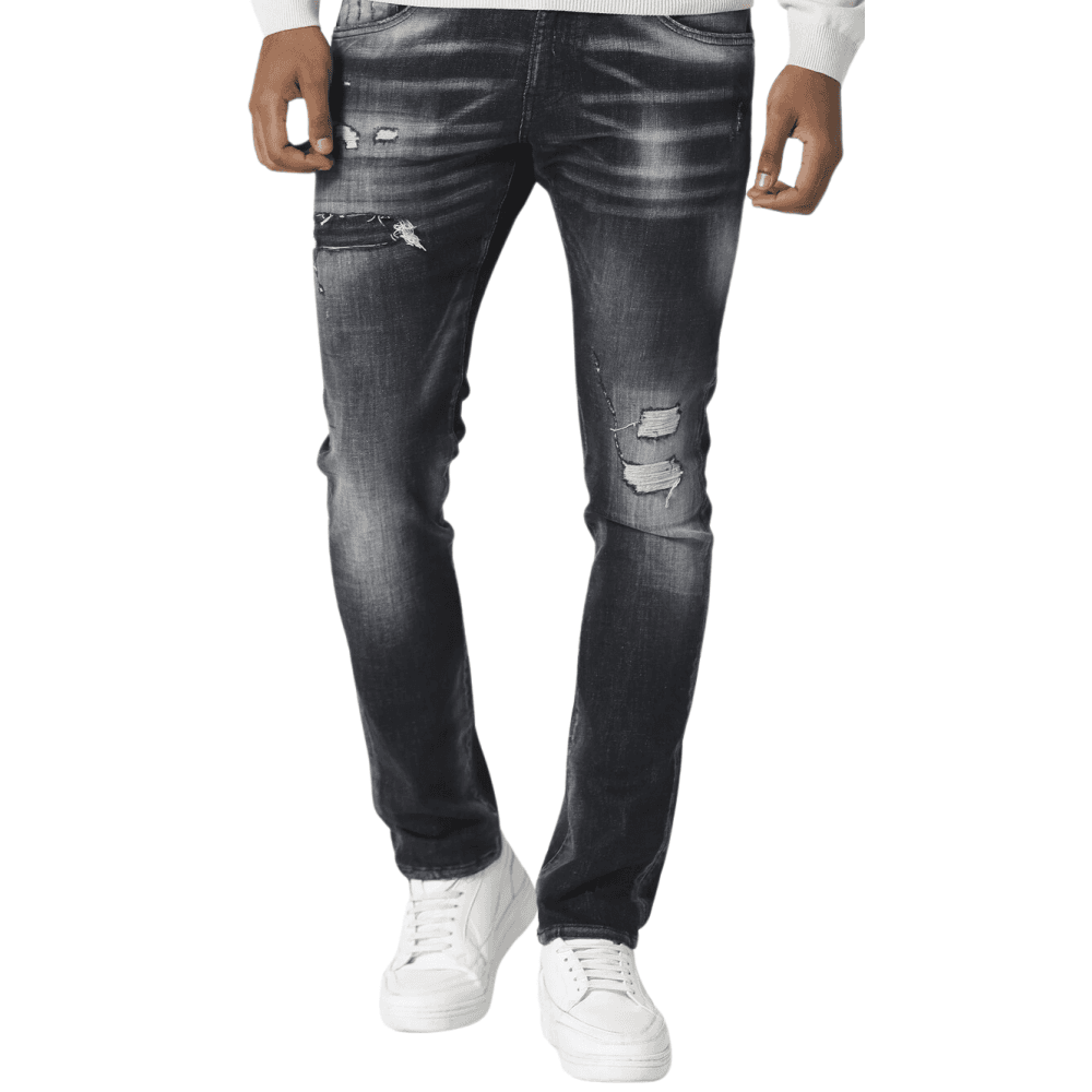 Todd 985 Slim Fit Ripped Black Wash Jeans