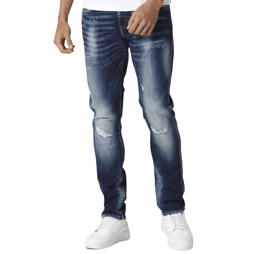 Todd 1022 Slim Fit Ripped Dark Wash Blue Jeans