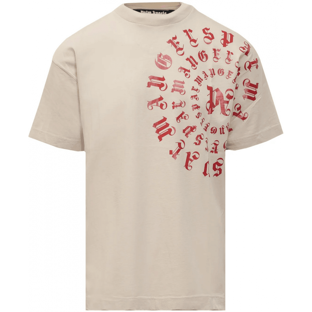 Circular Print Logo Beige T-Shirt