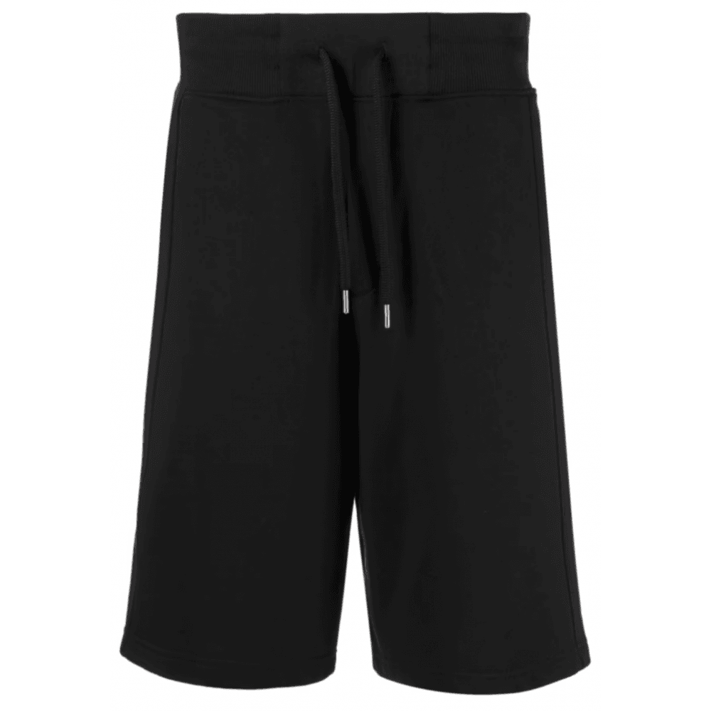 Cotton Metal Logo Oversized Fit Black Shorts