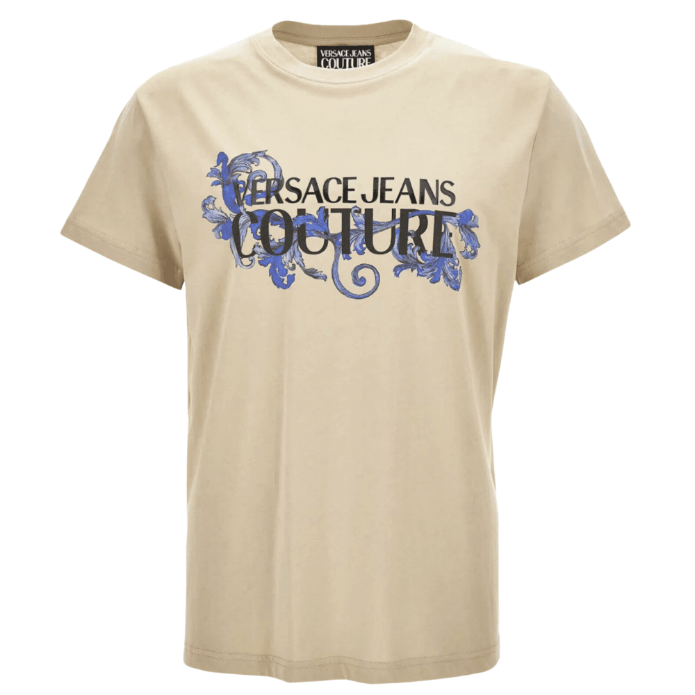 Cotton Floral Logo Beige T-Shirt