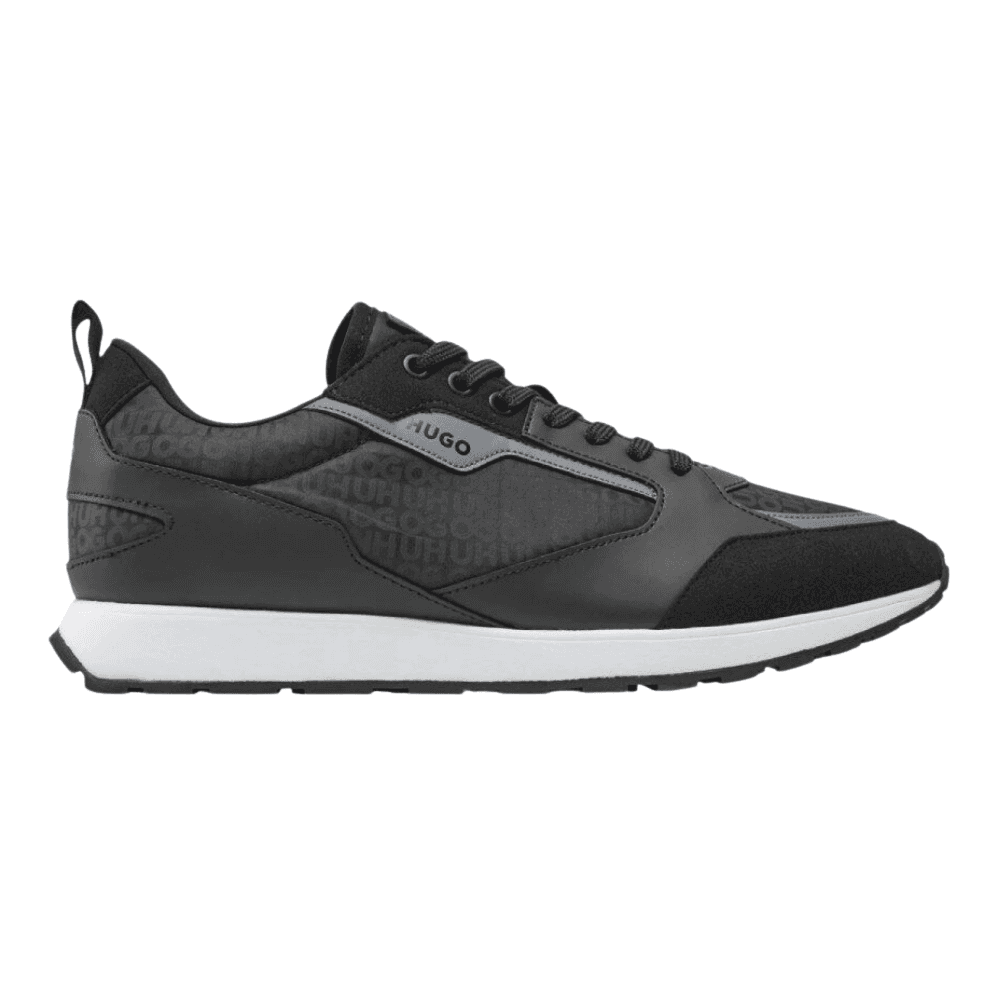 Icelin_Runn Mixed Material Black Sneaker Trainers