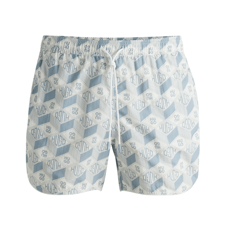 Rik Seasonal Print White/Blue Swim Shorts