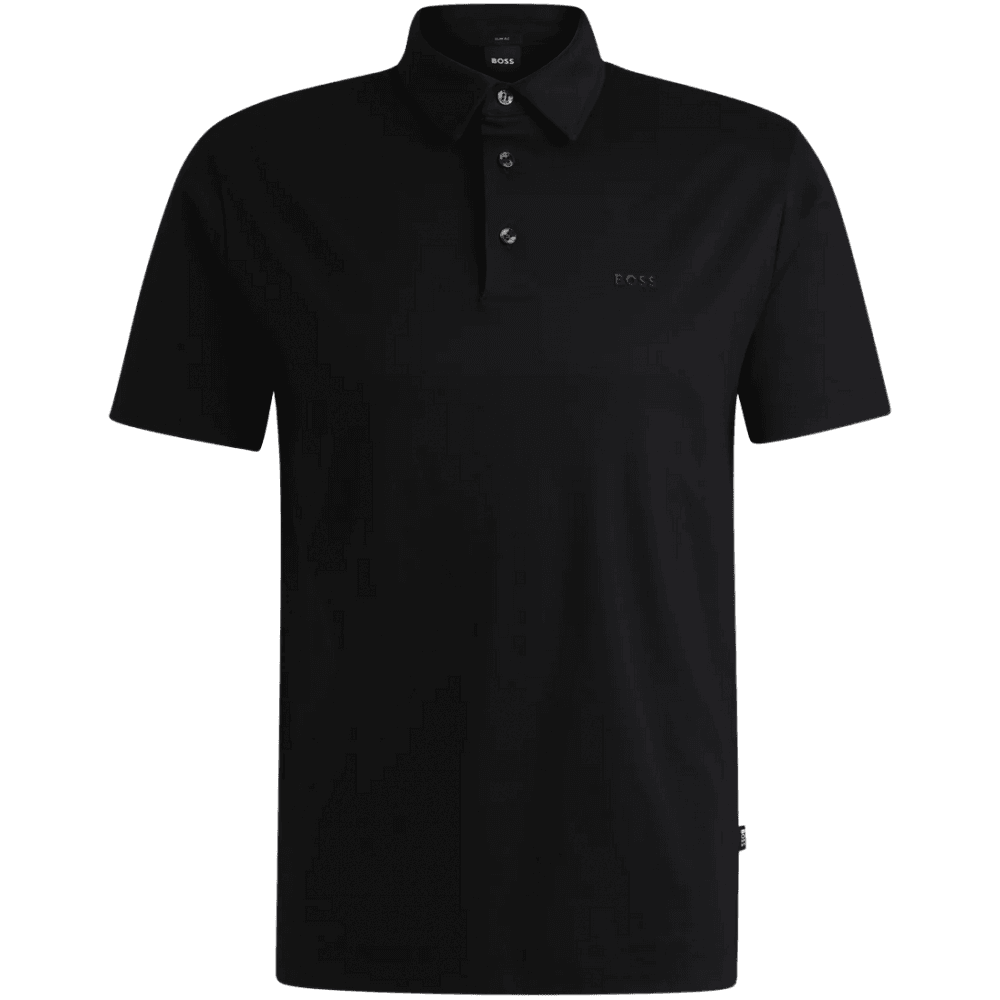 Palosh Cotton Rubberised Logo Black Polo Shirt