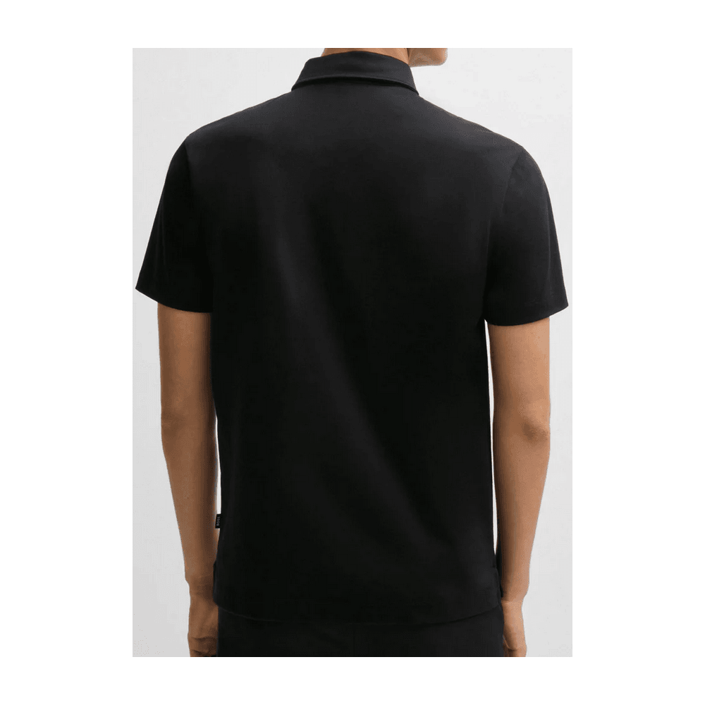 Palosh Cotton Rubberised Logo Black Polo Shirt
