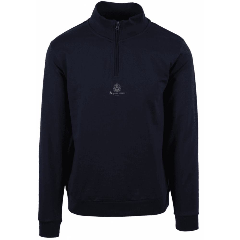 Cotton Crest Logo Navy Quarter Zip Sweatshirt