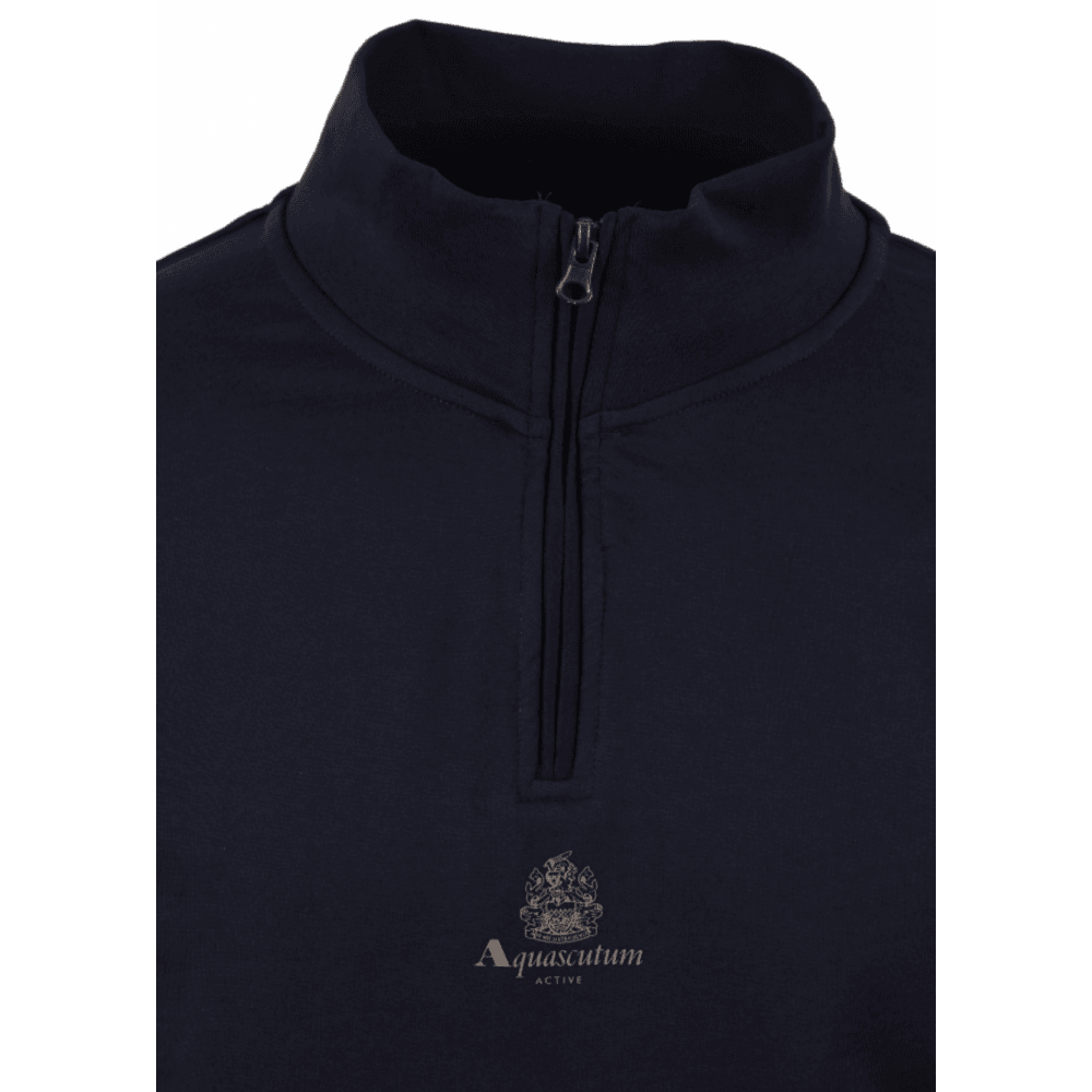 Cotton Crest Logo Navy Quarter Zip Sweatshirt