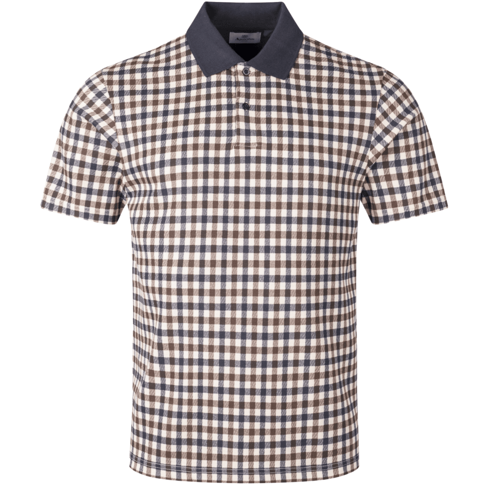 Micro Check Navy Polo Shirt