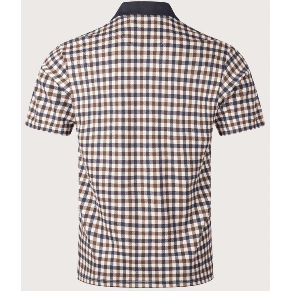 Micro Check Navy Polo Shirt