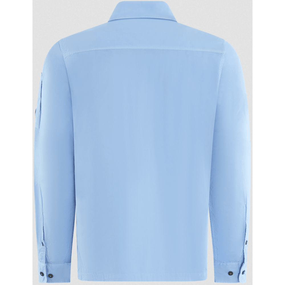 Cotton Lens Logo Full Zip Light Blue Overshirt