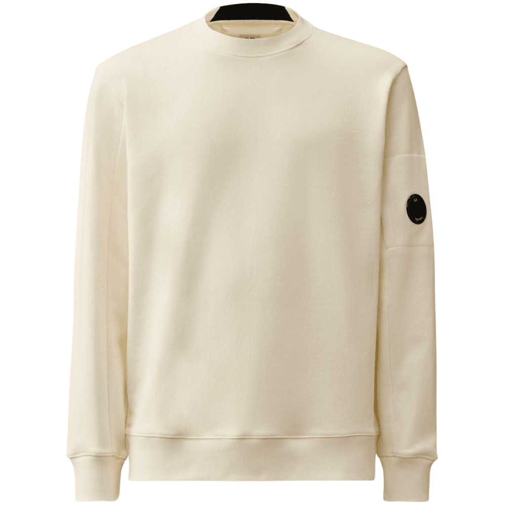 Cotton Lens Logo Crew Neck Beige Sweatshirt