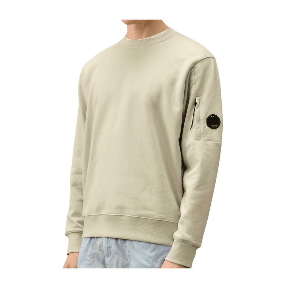 Cotton Lens Logo Crew Neck Beige Sweatshirt