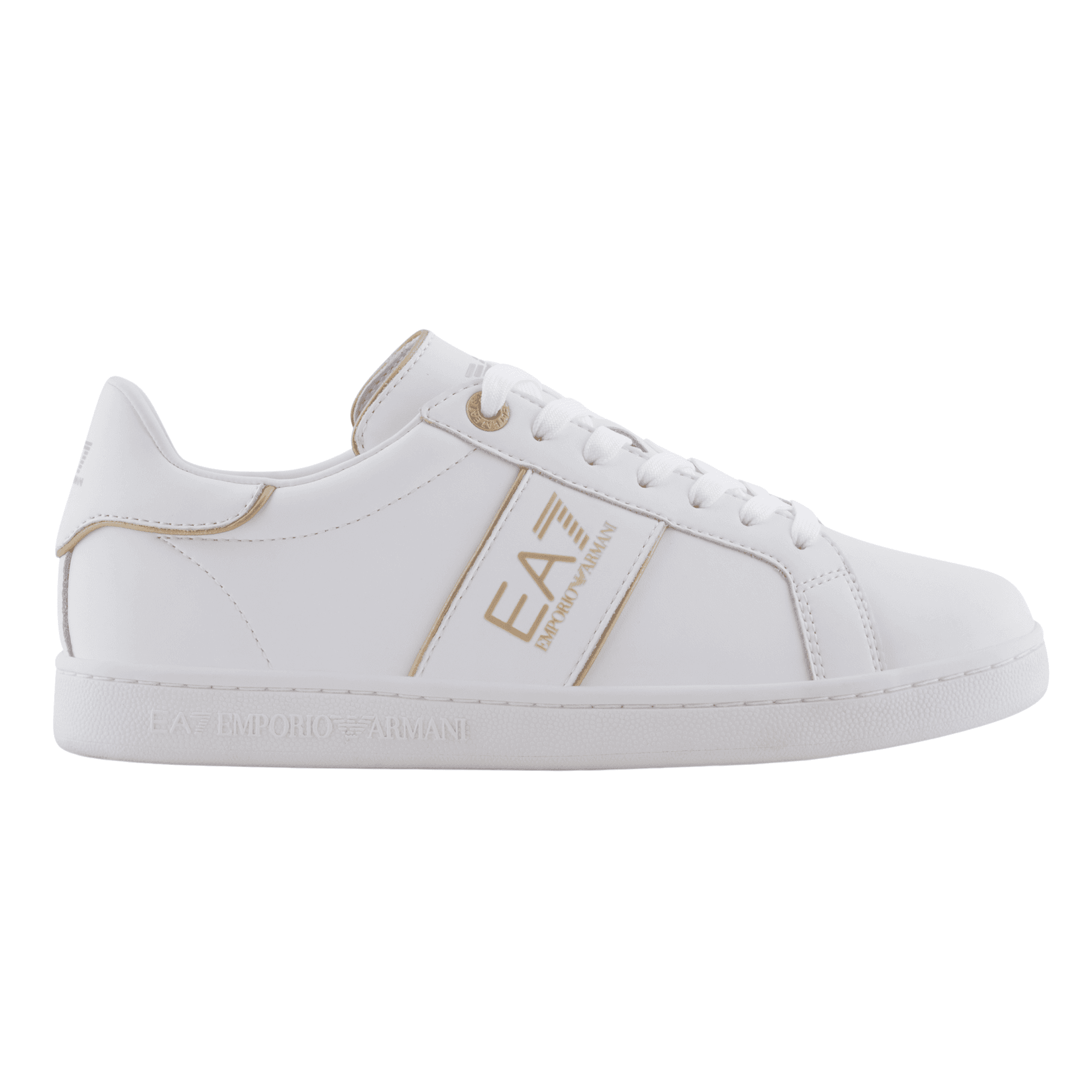 Lace Up White/Gold Leather Trainer
