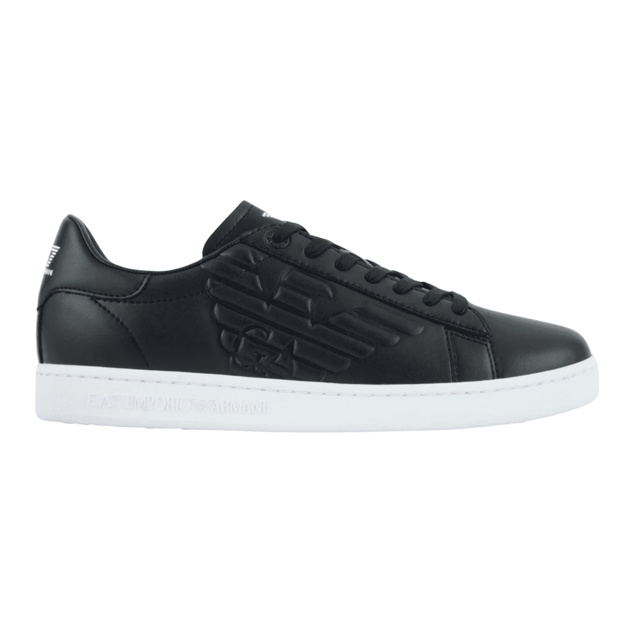 Leather Eagle Logo Black Trainer