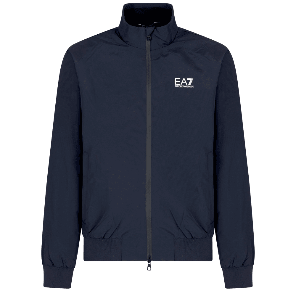 Funnel Neck Zip Up Navy Jacket
