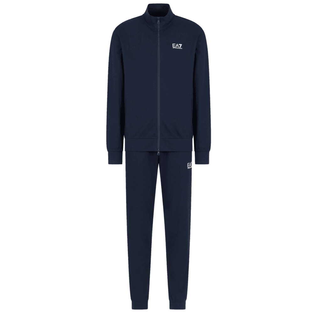 Zip Up Funnel Neck Navy Cotton Tracksuit