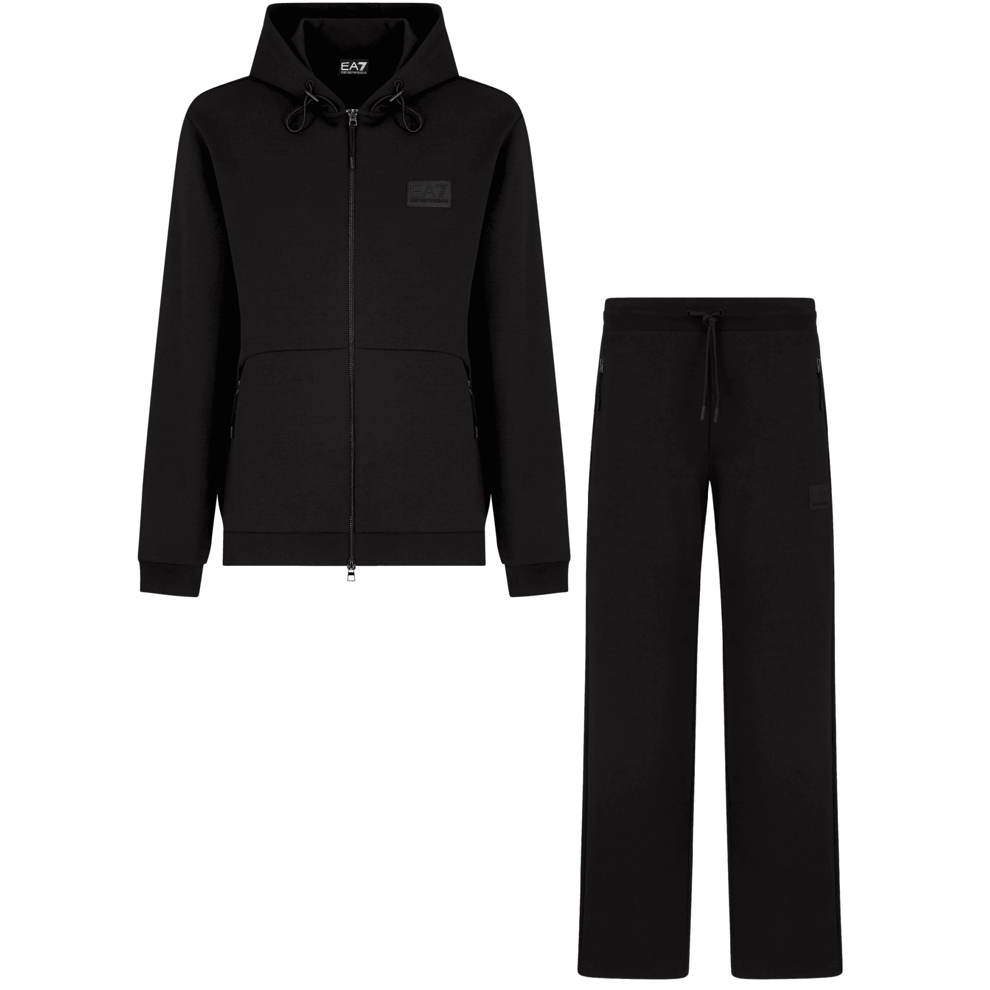Lux Cotton Zip Up Hooded Black Tracksuit