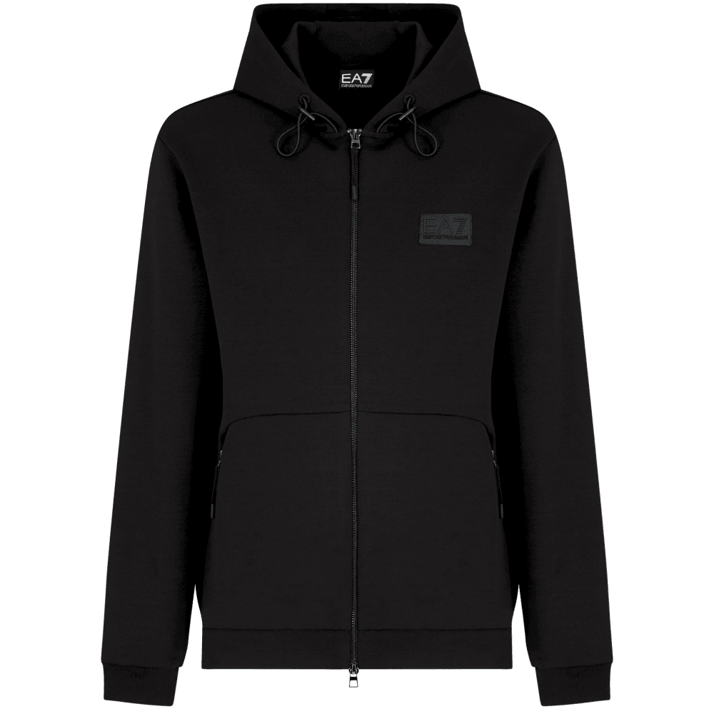 Lux Cotton Zip Up Hooded Black Tracksuit