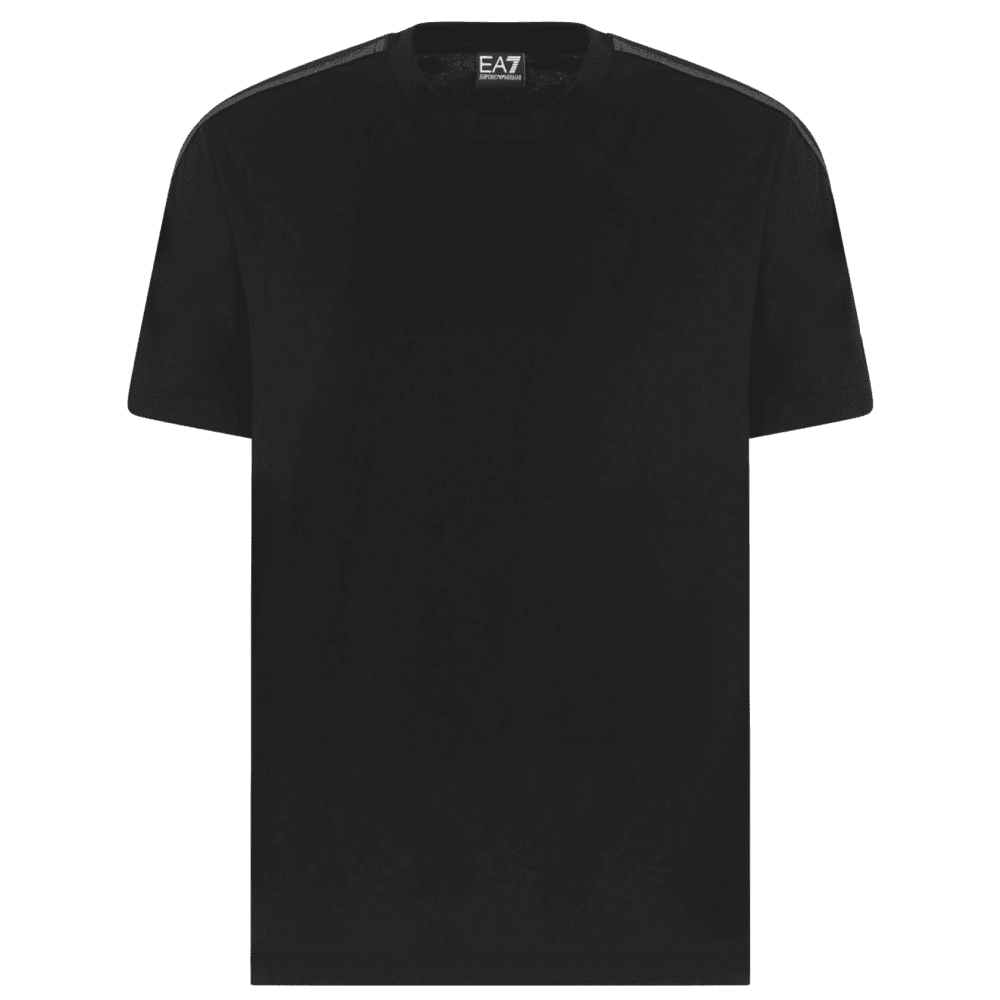 Taped Shoulder Logo Black T-Shirt