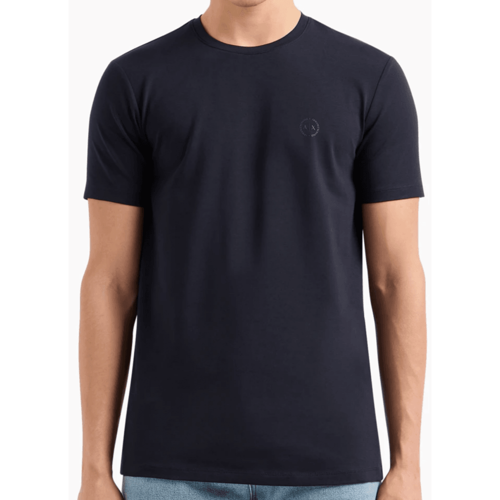 Cotton Stretch Ring Logo Navy T-Shirt