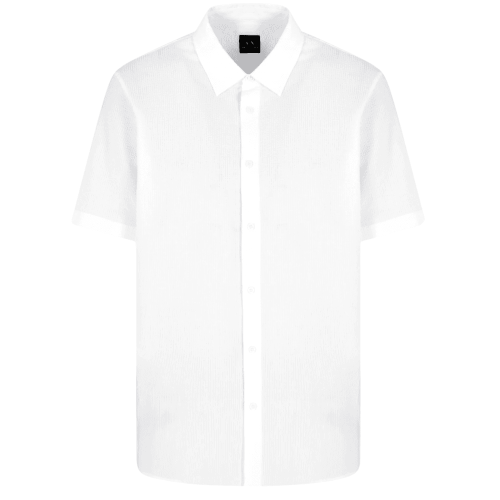 Seersucker Textured Short Sleeve White Shirt