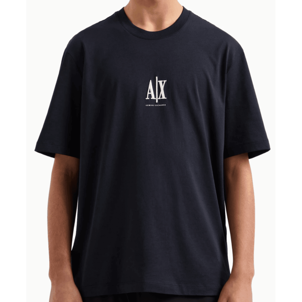 Cotton AX Embroidered Logo Icon Navy T-Shirt
