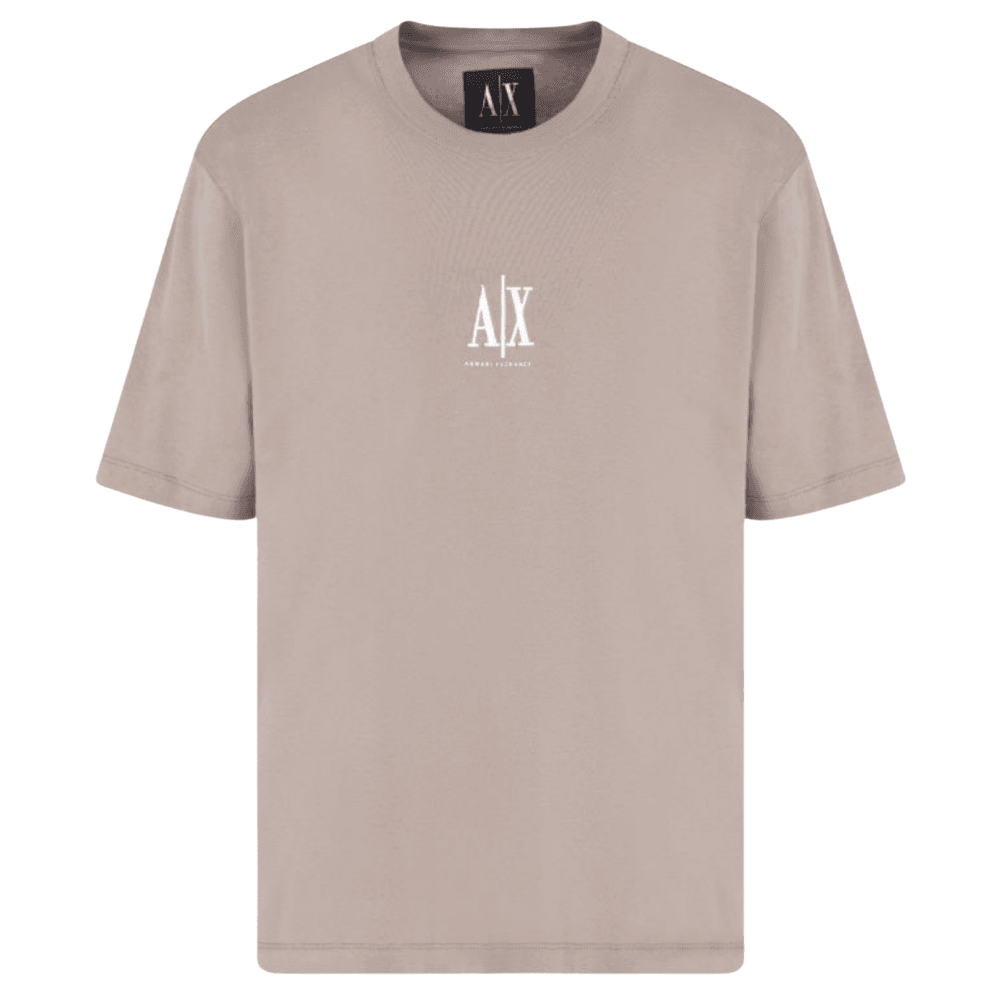 Cotton AX Embroidered Logo Icon Brown T-Shirt