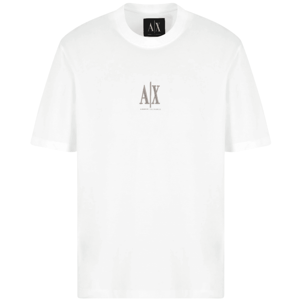 Cotton AX Embroidered Logo Icon White T-Shirt
