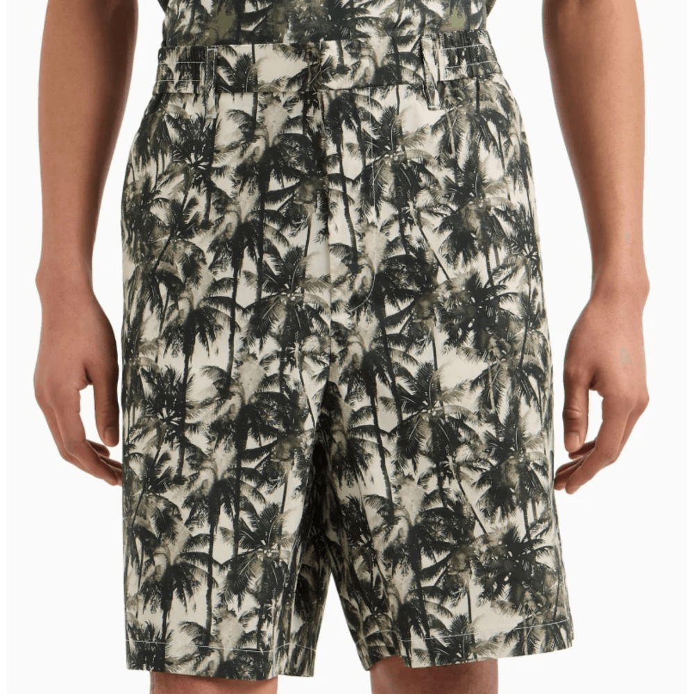 Palm Tree Printed Green Shorts