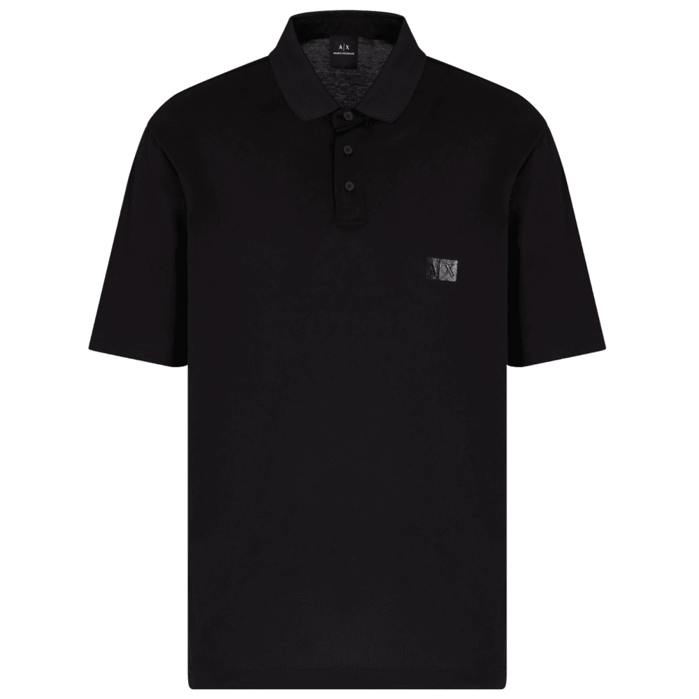 Mercerized Cotton Rubber AX Black Polo Shirt