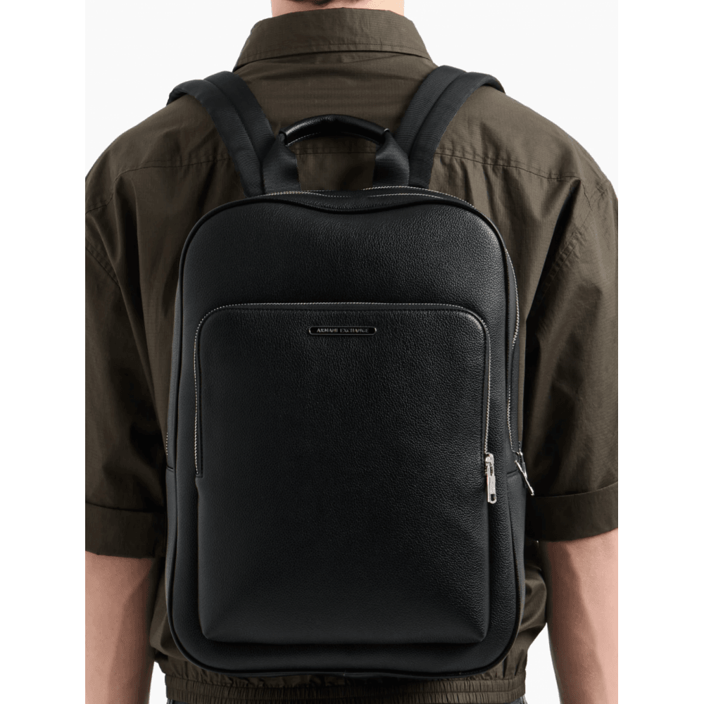 Minimal Eco-Leather Black Backpack