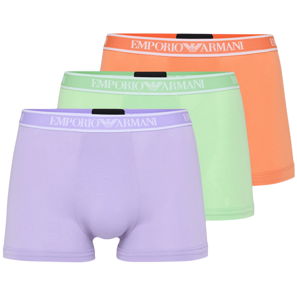 3-Pack Stretch Cotton Green/Orange/Lavender Boxer Trunks