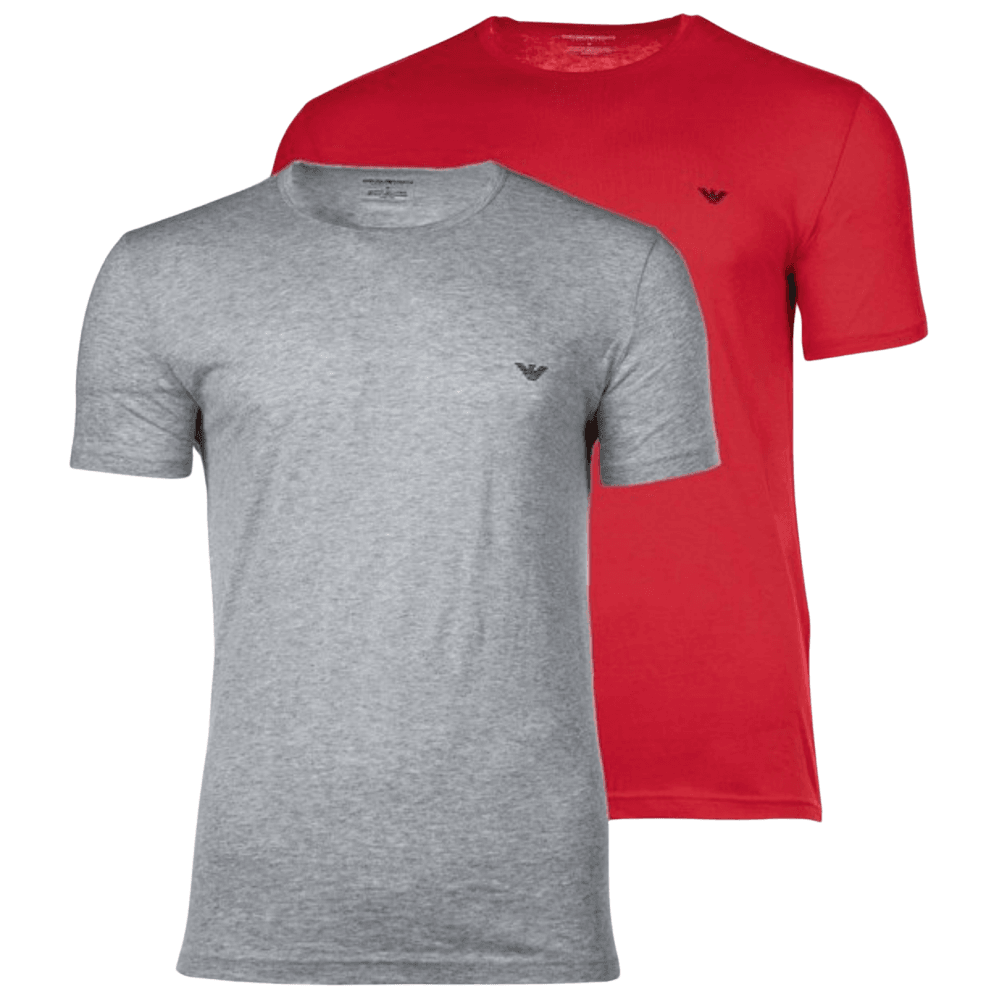 Cotton 2-Pack Round Neck Eagle Logo Grey/Red T-Shirt