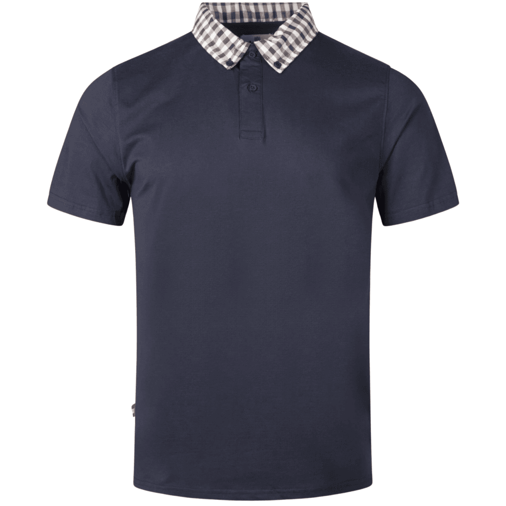 Supima Cotton Check Collar Navy Polo Shirt